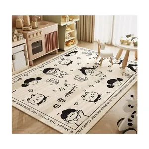 Lindo alfombra de dibujos animados para sala, lavable, de terciopelo de cristal suave para niños