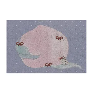 Cute pink bow dalmatian pattern doormat detail, anti-slip PVC loop entrance rug for decor.