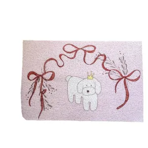 Cute cartoon dog wire loop door mat, non-slip entrance floor mat for home decoration.