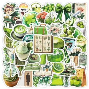 50pcs green aesthetic stickers nature series waterproof vinyl decals for journaling scrapbooking