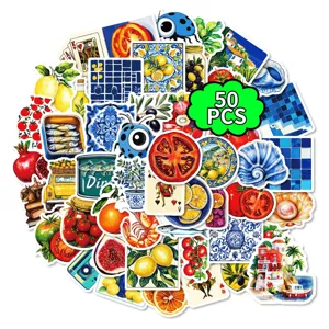 50pcs autocollants étanches tomate style méditerranéen décoratifs DIY pour téléphone portable
