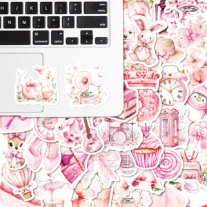 50pcs cute pink aesthetic stickers pack watercolor cute girlie stickers for laptop diary DIY