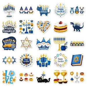 Hanukkah stickers waterproof cute menorah holiday party decoration decals for kids gifts