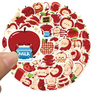 Cute cartoon apple stickers aesthetic waterproof vinyl decal pack for laptop bottles
