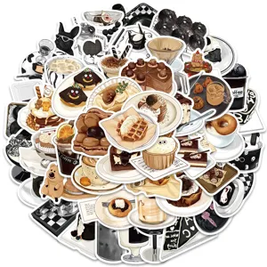 Cute cartoon coffee dessert waterproof stickers set for luggage notebook phone decor