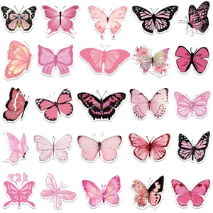 Set de mignons autocollants papillon rose, décalcomANIES étanches DIY pour ordinateur tasse.