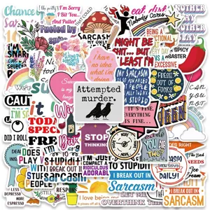 Waterproof PVC Slogan Stickers Funny English Quotes Decals For Luggage Guitar Skateboard Phone Laptop Decoration