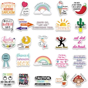 Waterproof sarcastic funny quote stickers pack for luggage skateboard laptop decor.