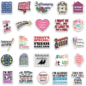 50pcs waterproof sarcastic quote stickers, funny vinyl decal for luggage guitar laptop case.