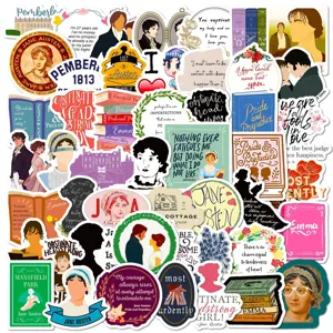Jane Austen Literatur Literatur Sticker Pack, wasserfeste Vinyl Aufkleber fur Tagebuch und Auto
