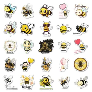 Cute bee stickers waterproof cartoon decal set for phone laptop decoration pack 50pcs