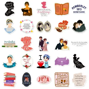 Jane Austen literarische Zitate Deko Sticker Set, vintage ästhetische wasserdichte Aufkleber.