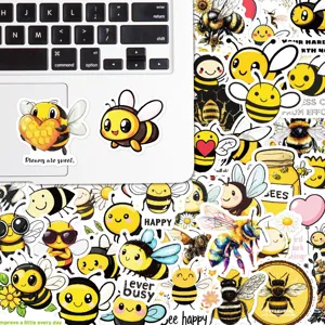 Cute bee waterproof cartoon stickers 50pcs DIY laptop and phone decorative decal set
