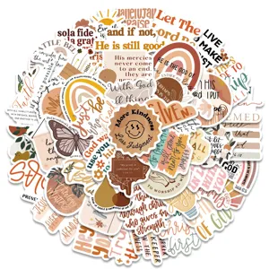 50pcs boho aesthetic Christian stickers waterproof vinyl decals for water bottle laptop skateboard
