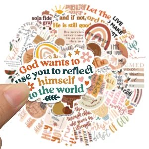 50pcs Boho Christian Quote Stickers Aesthetic Waterproof Decals for Water Bottles Laptop