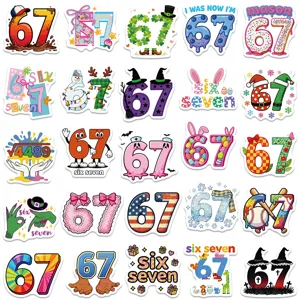 50 Pcs Six Seven Números Pegatinas Estéticas de Vinilo Impermeable para Portátil Botella