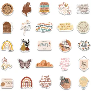 Aesthetic boho Christian stickers set, waterproof vinyl decal for luggage, laptop and water bottle.
