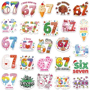 50 Pcs Estética Six Seven Número Pegatinas Impermeables Vinilo Calcomanías para Taza Portátil