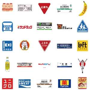 Japanese style cute stickers set for luggage guitar laptop water bottle decoration decal pack.