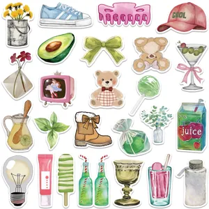 Lot d'autocollants aquarelle esthétiques Clean Girl pour valise et téléphone portable DIY