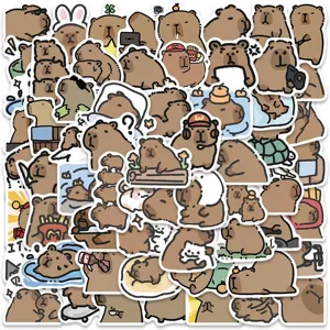 Cute Capybara Waterproof Stickers Aesthetic Cartoon Graffiti Decals For Laptop Phone Skateboard Luggage Water Bottle Decoration