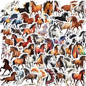 Pegatinas Animales PVC Impermeables Estilo Tinta Caballo Galopando Calcomanías Para Diario DIY Artesanía Decorativa