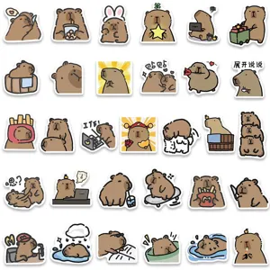 Cute capybara cartoon waterproof stickers, 50pcs vinyl decal for laptop and skateboard.