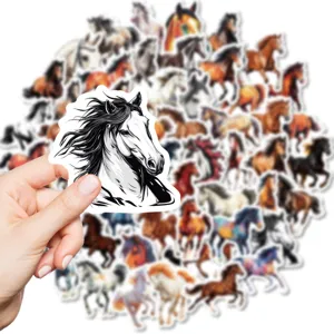 50 piezas pegatinas de caballo estilo tinta DIY diario impermeables decorativas