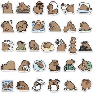 50pcs cute capybara waterproof stickers for laptop, phone case, skateboard and crafts decoration.