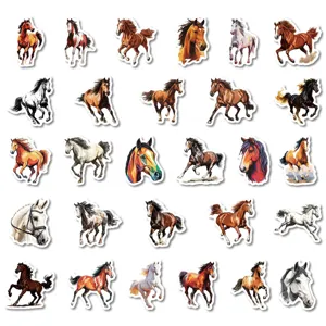 Conjunto de pegatinas de caballos de acuarela, calcomanías de animales artísticas para diario DIY.