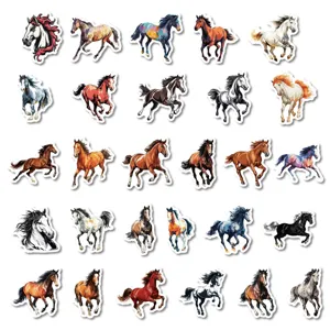 Vista detallada del juego de pegatinas de caballos coloridos, ideal para diarios y manualidades.