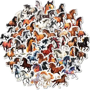 Pegatinas de caballos de colores a granel, 50 piezas calcomanías impermeables para bricolaje.