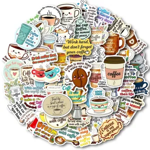 50 Stueck Kaffee Text Aufkleber wasserdicht aesthetisch suesse Kaffee Zitate Abziehbilder