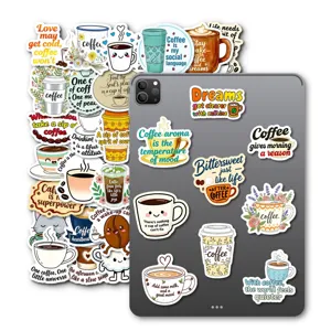50 stück kaffee zitate aufkleber wasserdicht ästhetisch laptop trinkflasche vinyl sticker