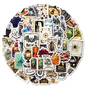 Retro Gothic Dark Magic Style Waterproof Graffiti Stickers Vintage Science Specimen Decals For Luggage Laptop