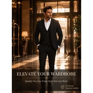 Men's slim fit 3-piece business suit set including jacket, vest and trousers for formal events.