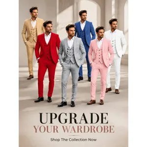 Men's stylish slim fit 3-piece suit wedding business formal blazer vest and pants.