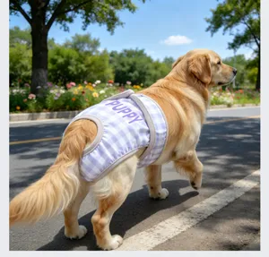 Pantalones fisiológicos impermeables lavables para perros, adorables pañales menstruales a cuadros.