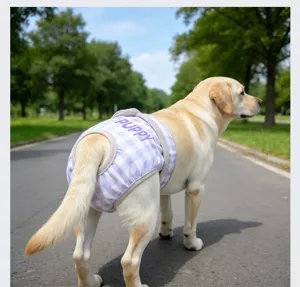 Bragas fisiológicas impermeables y lavables para perros pañal a cuadros para mascotas.