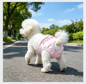 Pantalón fisiológico a cuadros rosa para perro lavable pañal sanitario mascotas