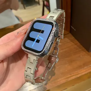 Cinturino per orologio in maglia d'acciaio inox e cassa in cristallo strass per accessori
