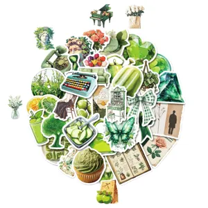 50pcs green aesthetic stickers nature botanical vintage decorative waterproof decals