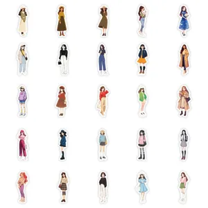 50pcs cute fashion girl stickers aesthetic cartoon decals for laptop helmet luggage set