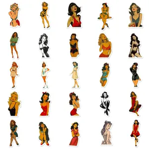 50pcs vintage pin-up girls stickers waterproof decorative DIY laptop luggage decal pack
