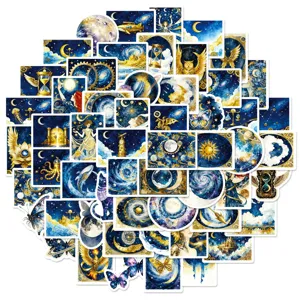 50st universele steampunk stickers waterdicht kosmische ster maan decoratieve decal