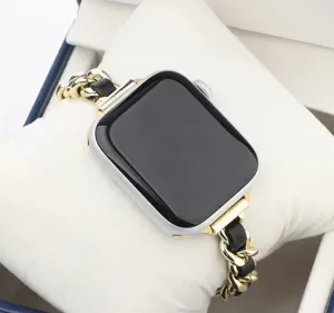 Cinturino Apple Watch catena metallo pelle stile lusso cinturino ricambio elegante