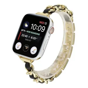 Cinturino per orologio in pelle a catena di lusso compatibile Apple Watch, design elegante.
