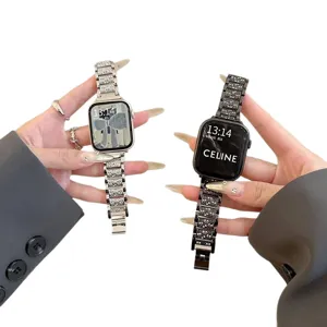 Cinturino per orologio in metallo con strass scintillanti di lusso per smartwatch ricambio