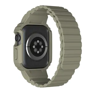 Rugged protective case with magnetic silicone strap for Apple Watch series, durable and stylish.
