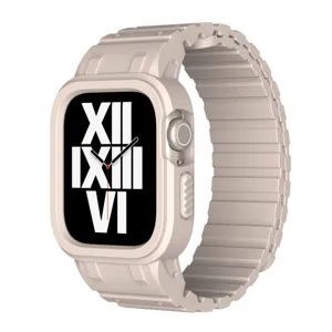 Protective Case With Magnetic Strap Compatible With Apple Watch Rugged TPU Bumper Wristband Fashion Sports Band